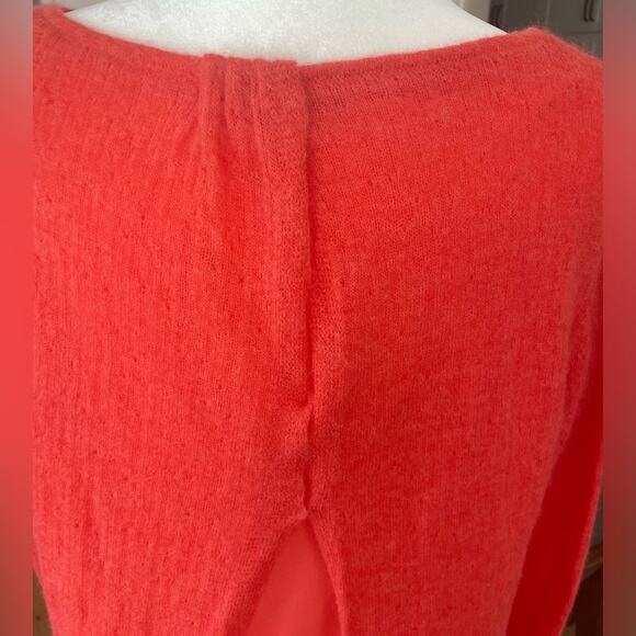St. John Mohair, Alpaca, Silk Coral Pink Drape Oversized Burnout Sweater- Medium - Picture 6 of 13